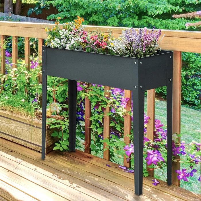 Raised Bed Planter, Herb, Drainage, 100x30x80cm, Metal