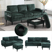 Sofa, 4-Seater with Footstool & Storage, Velvet