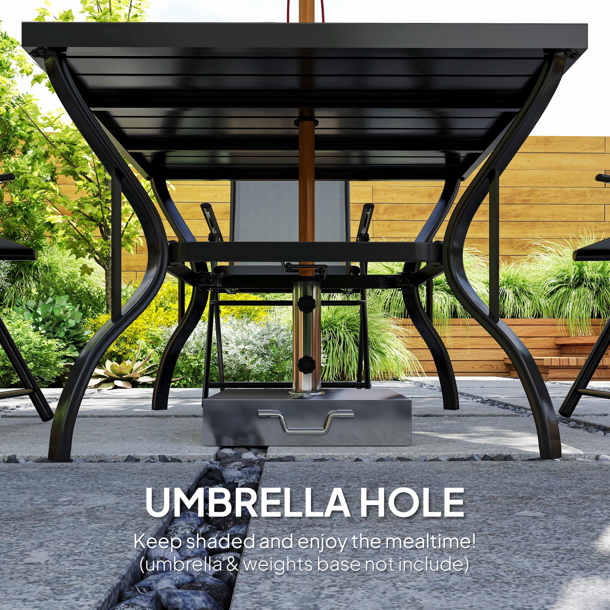 Five-Piece Patio Set Steel Frame Grey/Black