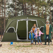 Camping Tent 4-8 Person 2 Room Large Mesh Windows Easy Set Up, Green