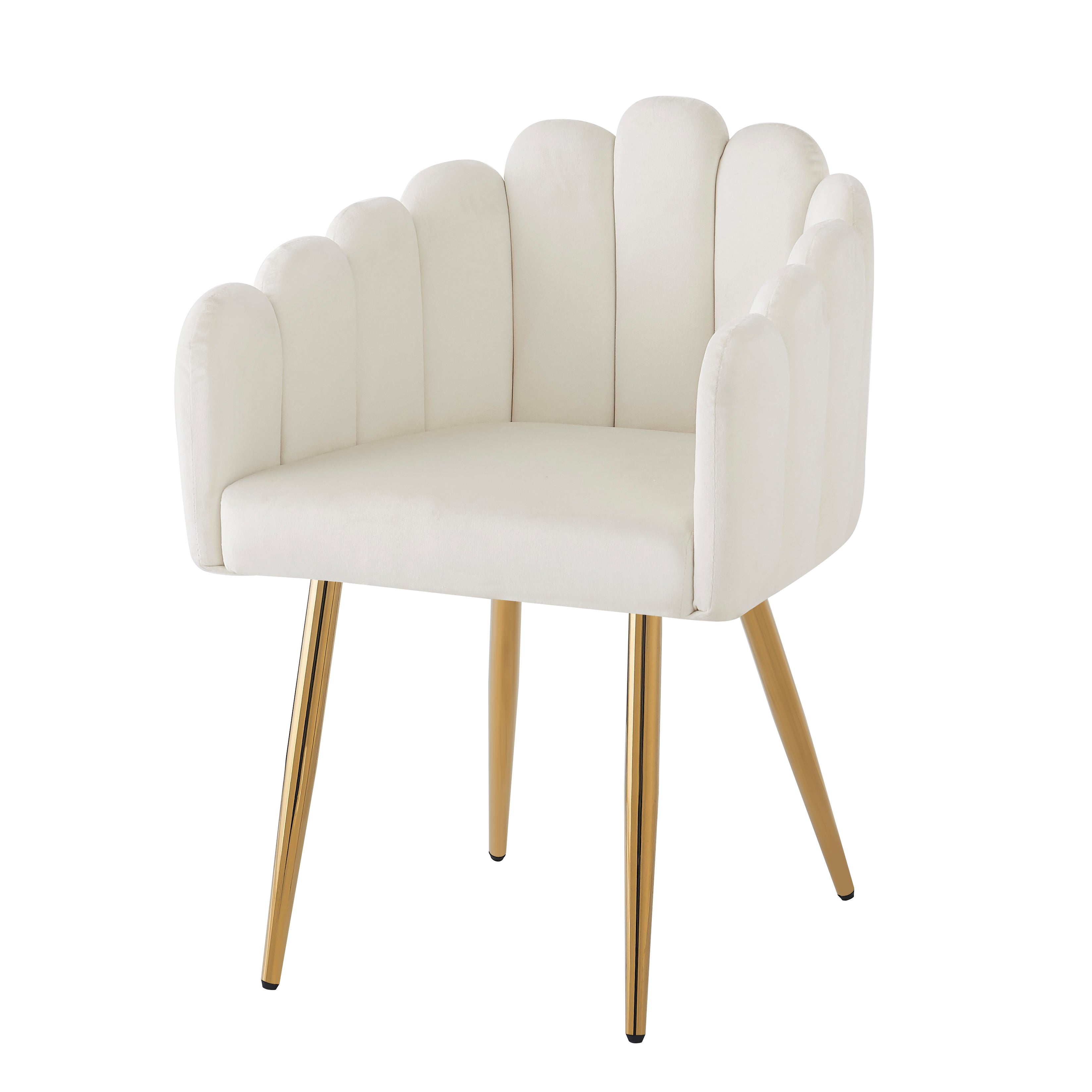 Dining Chair Set of 4 Velour Fan-Shaped Design Adjustable Legs - Gold
