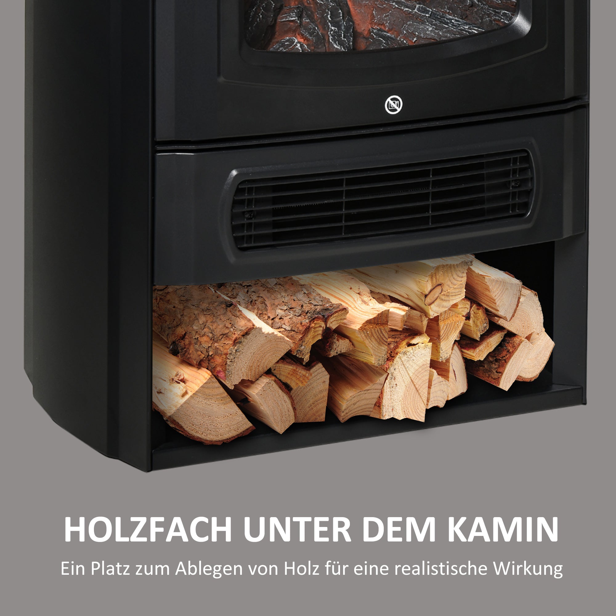 Electric Fireplace, Realistic Flame Effect, Thermostat, Black