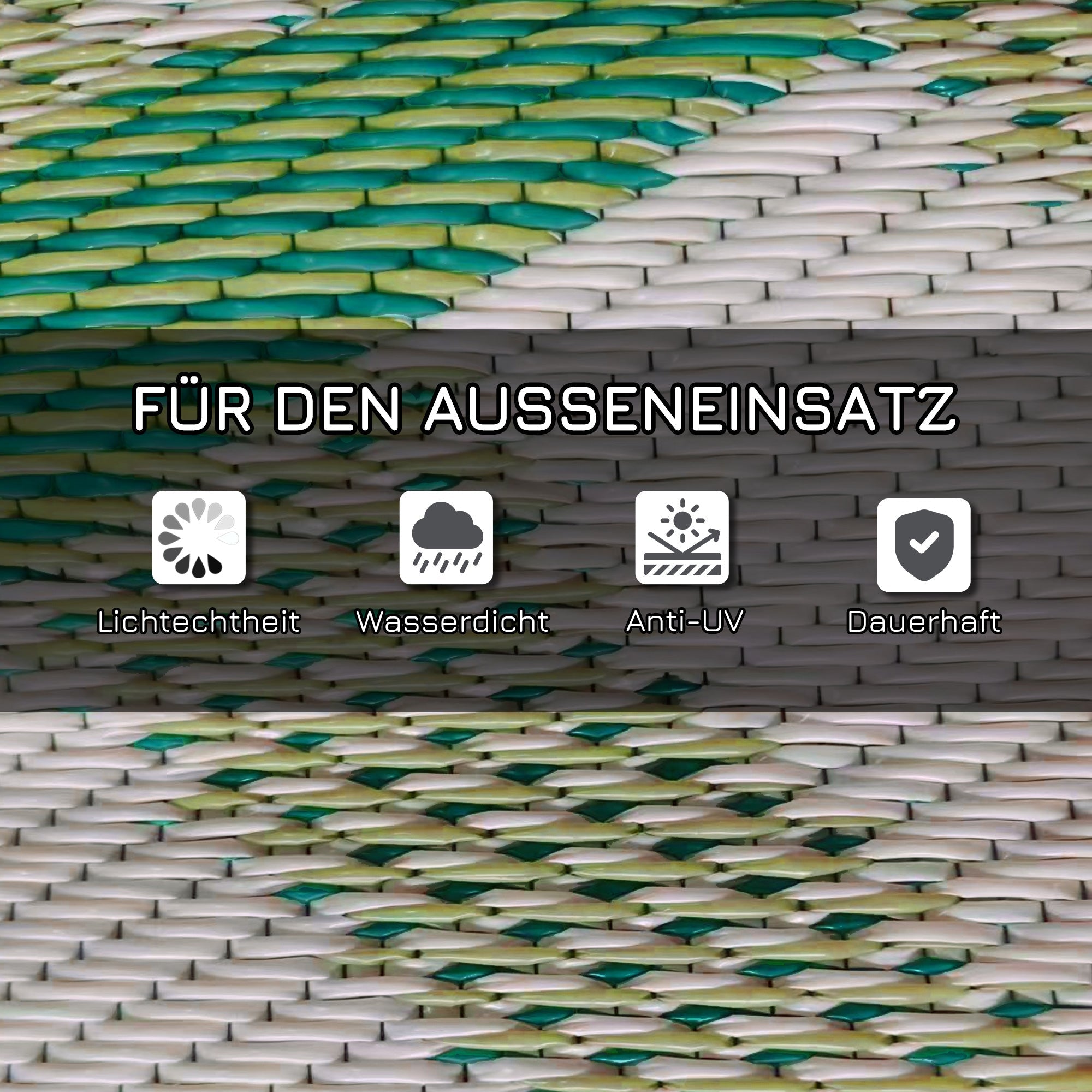Outdoor Rug Reversible Water-Repellent 365x274cm with Carrying Bag, Green