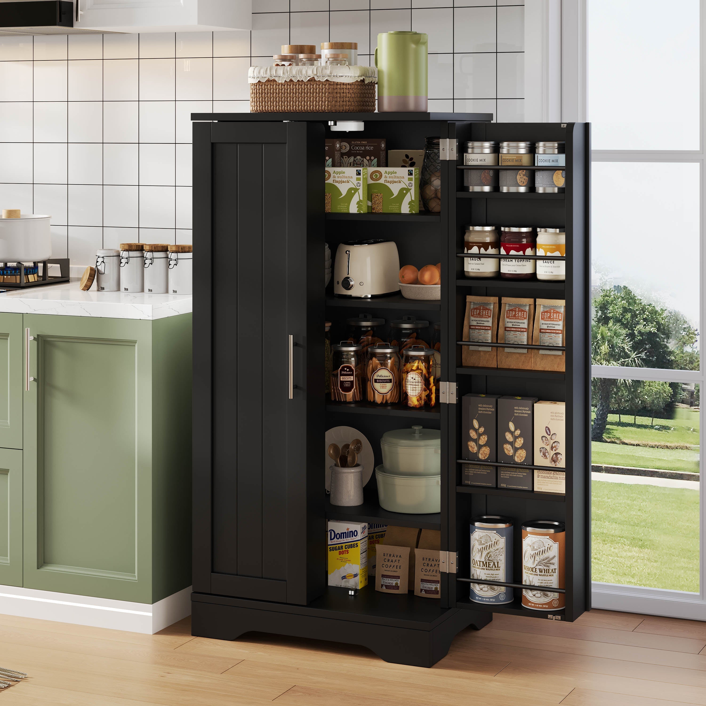 Küchenschrank 120x60x40cm 2-türig LED-Sensorleuchte Schwarz MDF