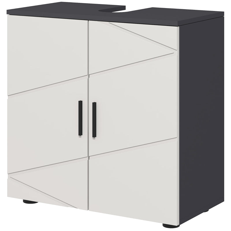kleankin Vanity Unit with Adjustable Shelf, Handle, Anti-Tip Protection, Grey
