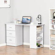 Computer Desk with 3 Storage Shelves & Drawers, White