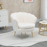 Armchair, Upholstered Shell-Shaped Recliner, Fleece, White