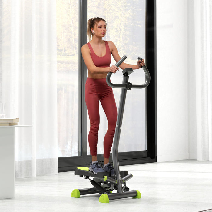 Home Trainer Stepper Fitness Swing Stepper LCD Display Handles 100kg Steel ABS Gray Green