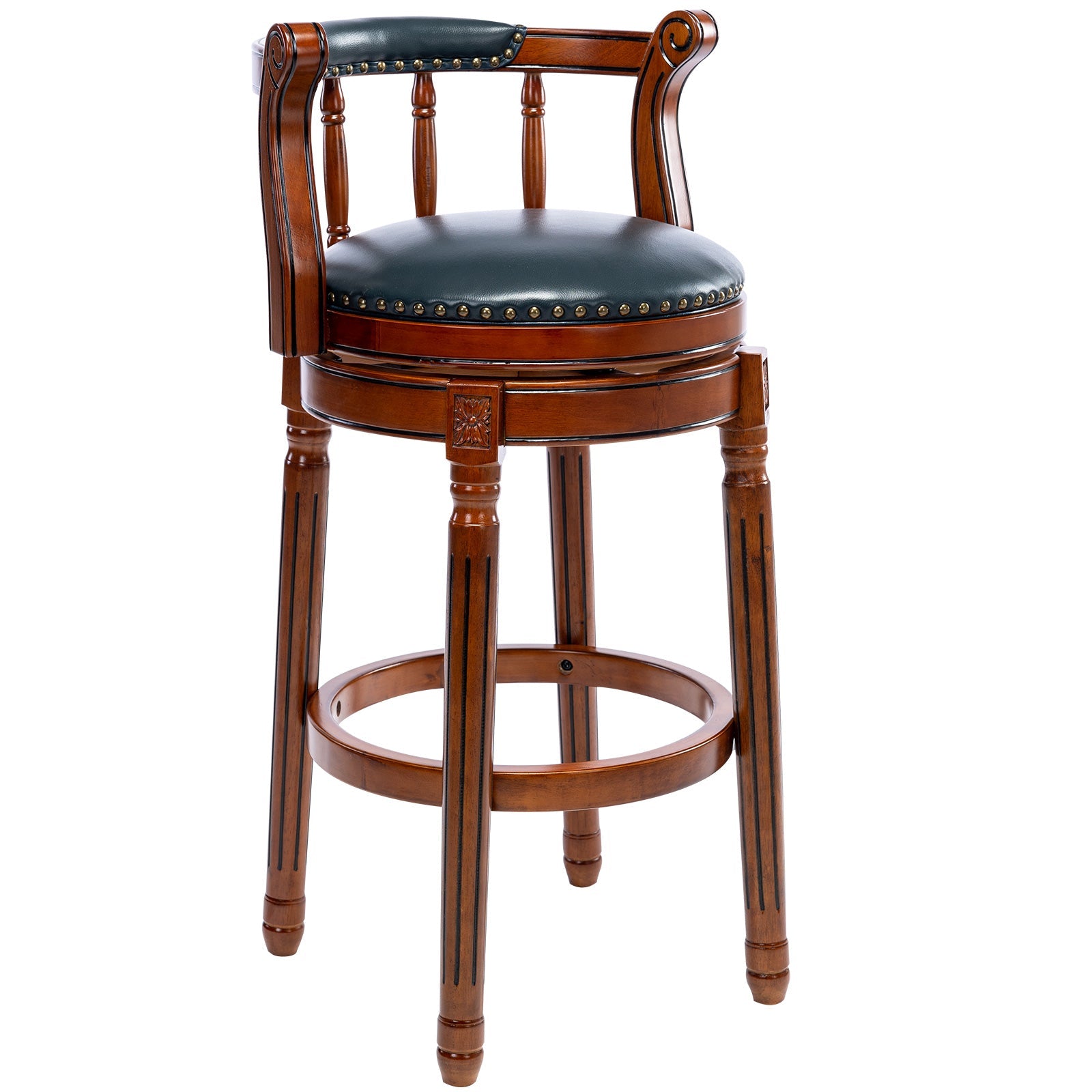 Bar Stools 360° Swivel Backs Counter Height - Cow Leather and Wood