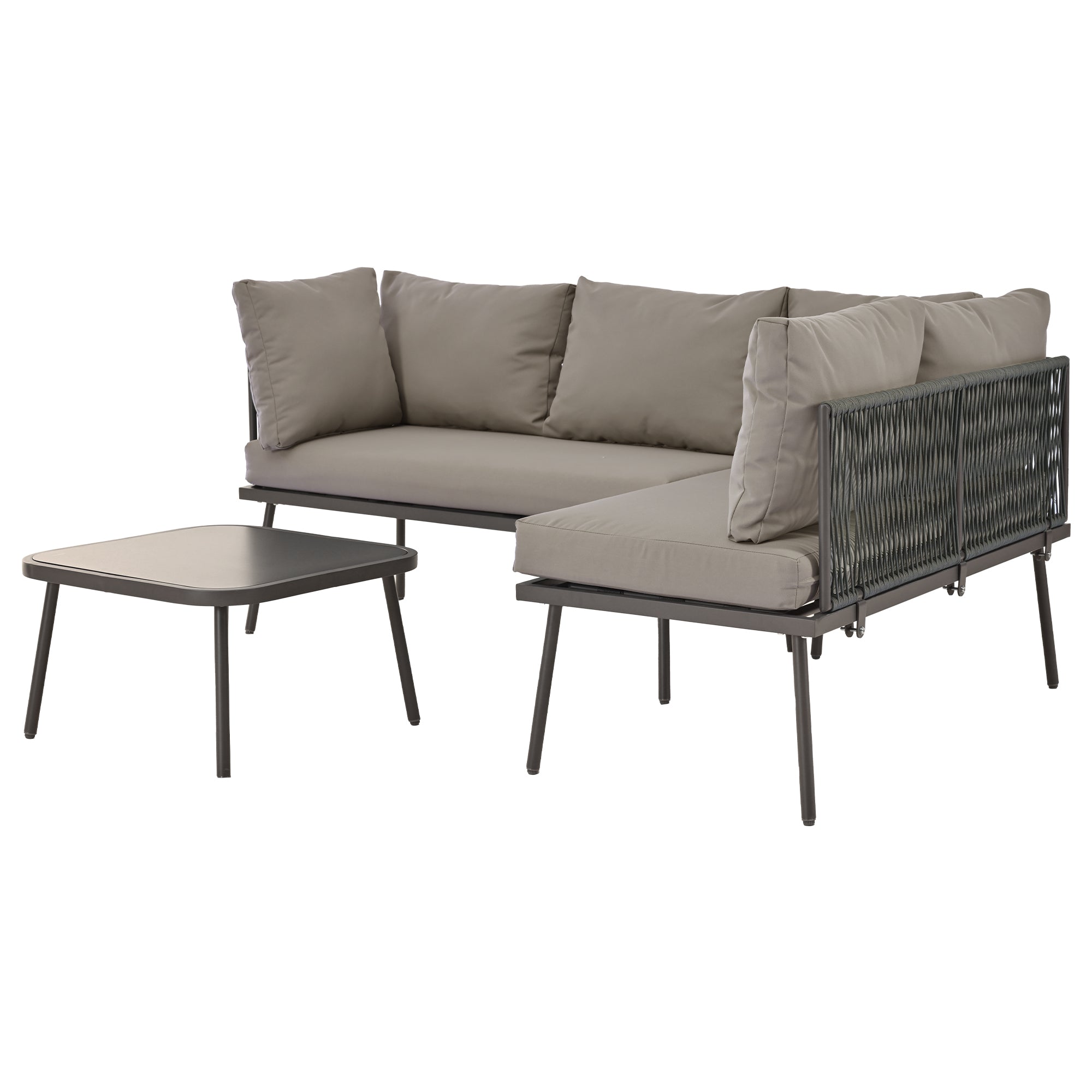 Iron Garden Lounge Set U-Shaped Corner Sofa 8-Seater 2 Tables - Various