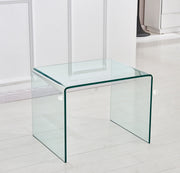 Tempered Glass Side Table, Transparent End Table and Sofa Table, Clear Bent Glass