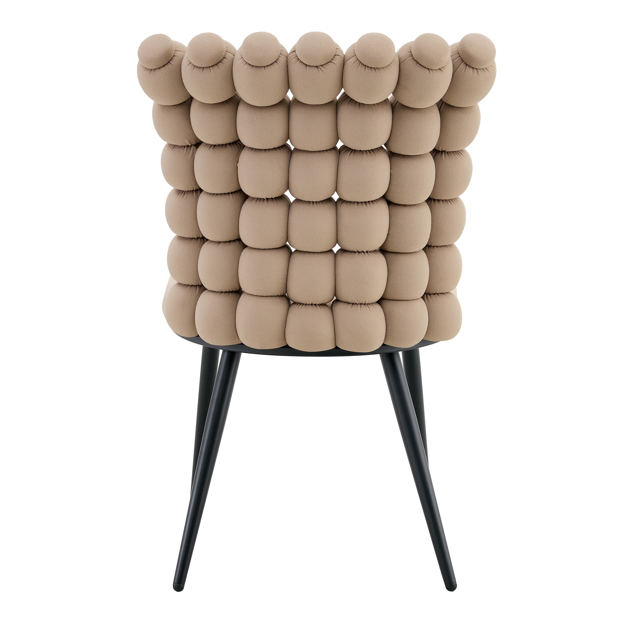 Dining Chairs (Set of 2) Velvet Beaded Chain Black Metal Legs - Camel