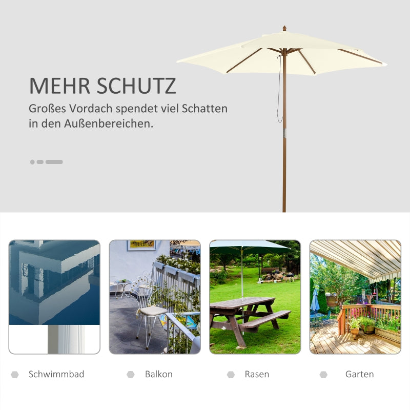Parasol Garden Umbrella 2.5m 3-Tier Bamboo & Polyester White