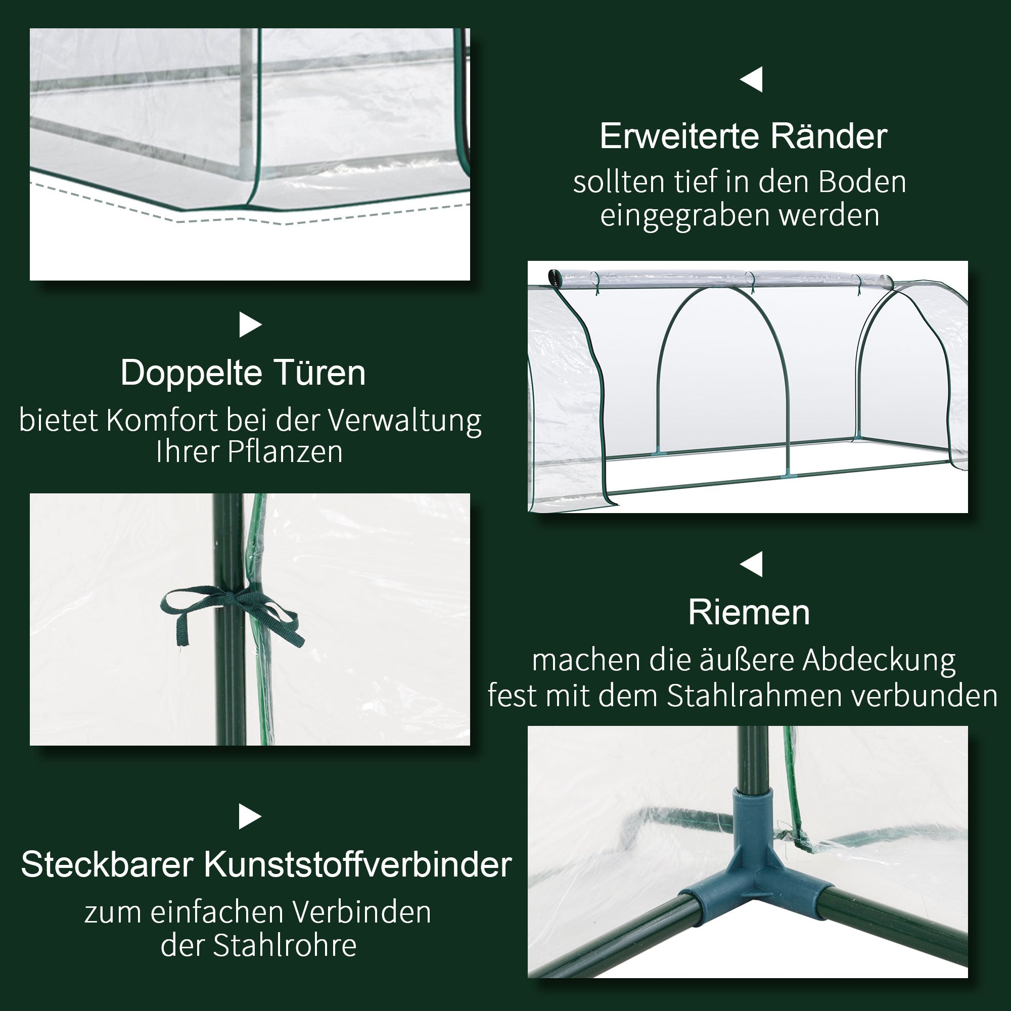 Greenhouse with Door, Cold Frame, Plant Growing, Steel PVC