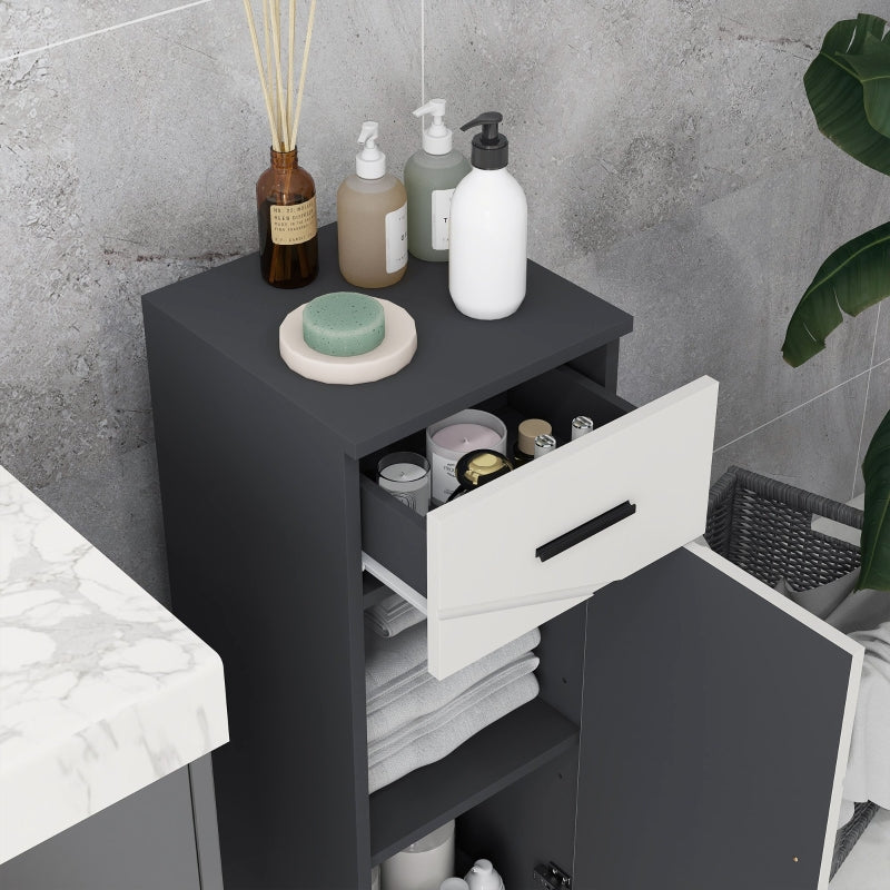 kleankin Bathroom Cabinet with Drawer, Adjustable Shelves, Gray