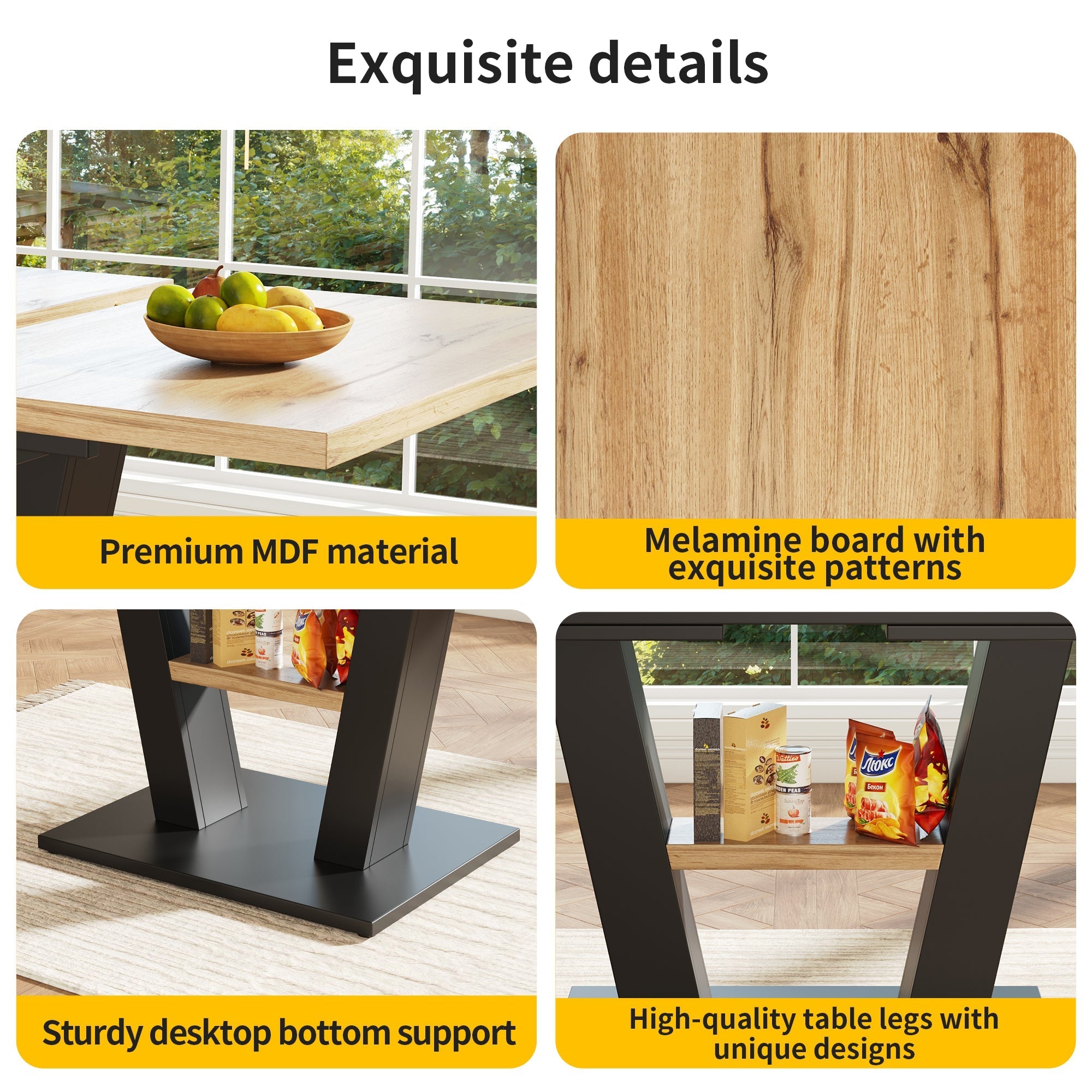 Extendable Dining Table, 118-157cm with Insert Leaves, Wood-Colored