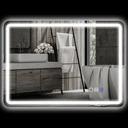 Badezimmerspiegel mit Beleuchtung, LED, Bluetooth, Anti-Beschlag, Silber