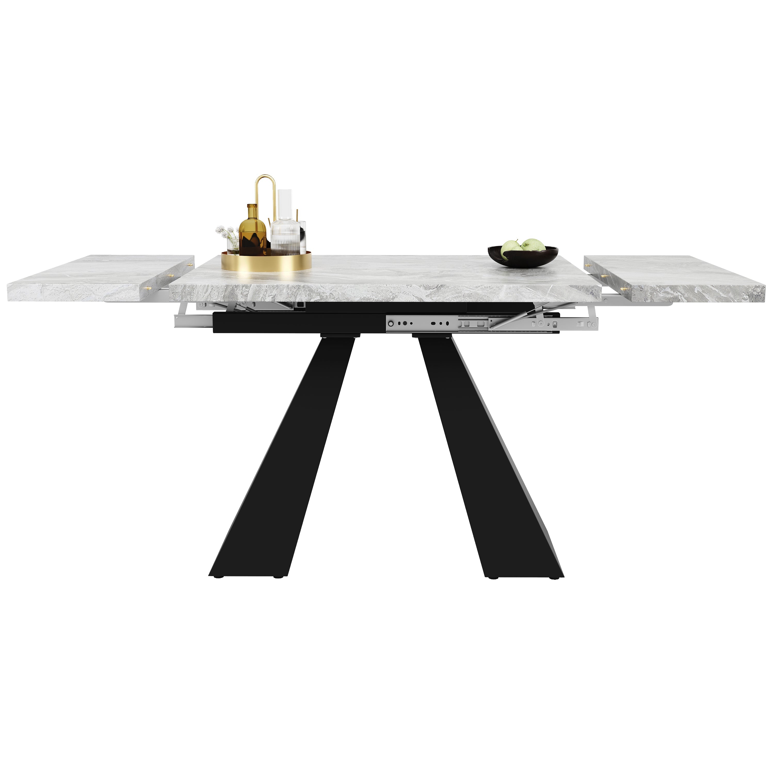 Telescopic Dining Table 99-159cm Extendable Pedestal Legs - Grey