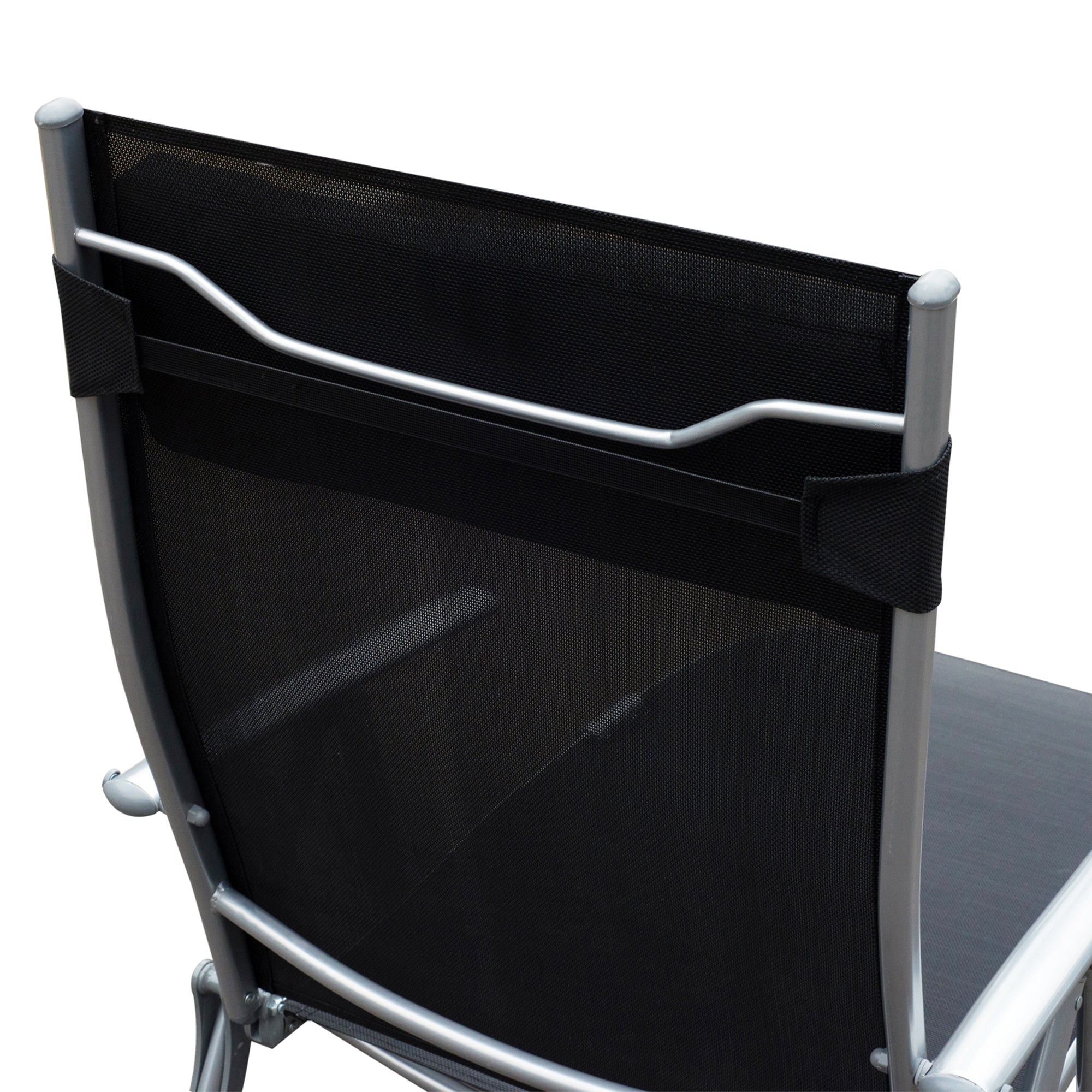 Folding Sun Lounger, Cushion, Beach & Terrace, Metal & Fabric Black