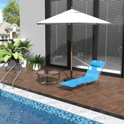 Folding Garden Lounger 5-Position Adjustable Backrest Headrest - Blue