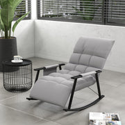 Rocking Chair/Relaxing Armchair Footrest Adjustable Backrest Side Pocket, Microfiber Grey