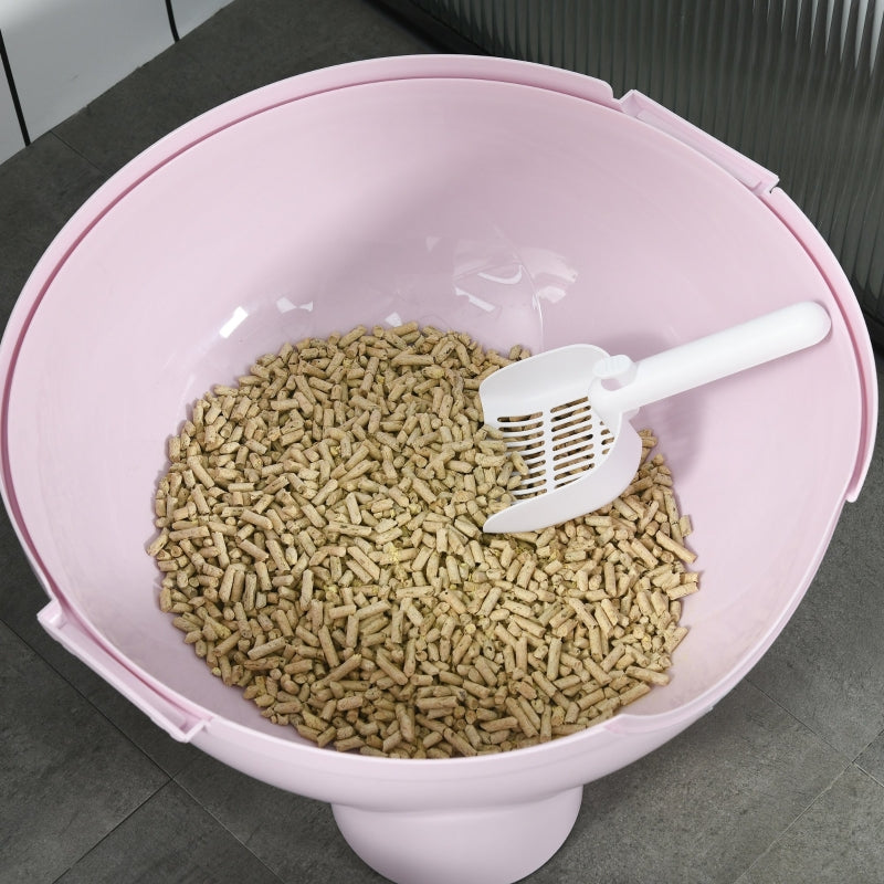 Large Cat Litter Box, with Scoop and Front Entrance - Pink