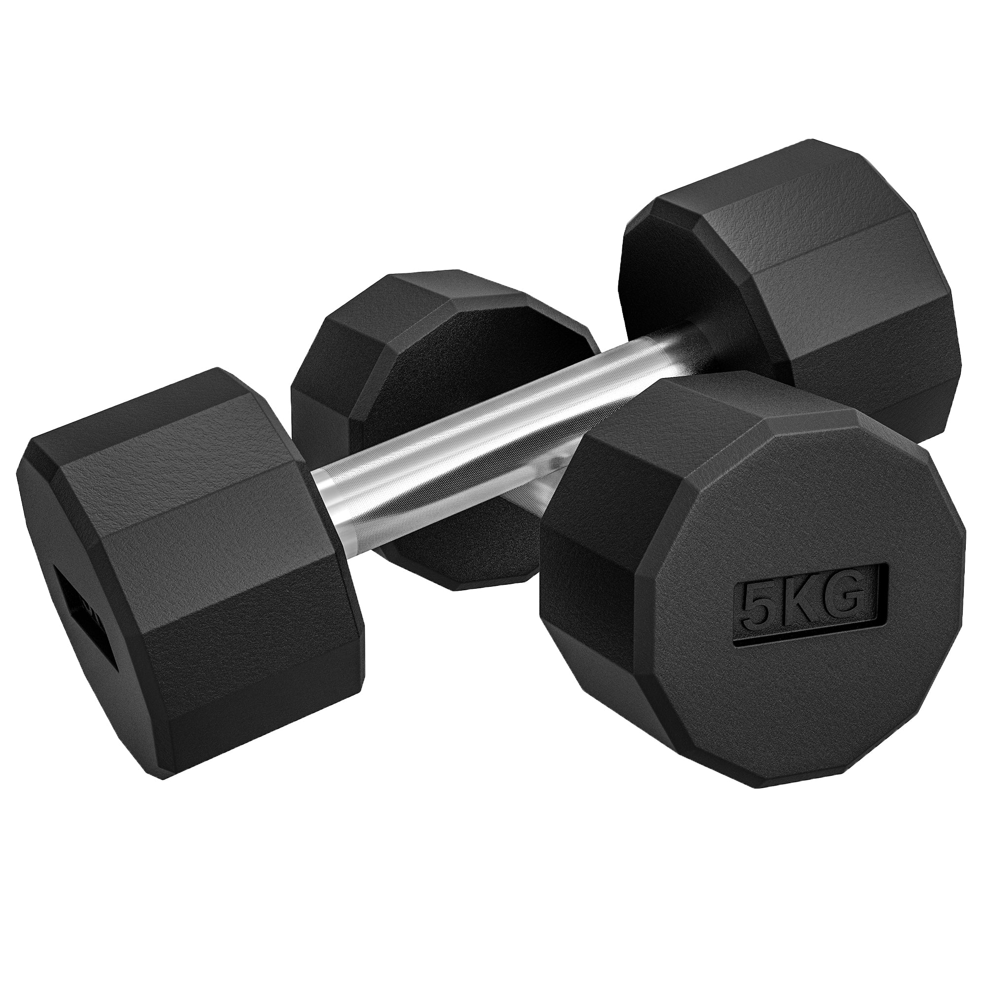 Dumbbell Set 10 kg, Non-Slip Metal, Black