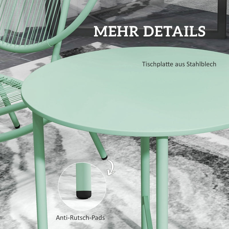 Bistro Set 3-piece Weatherproof Garden Furniture Steel Green