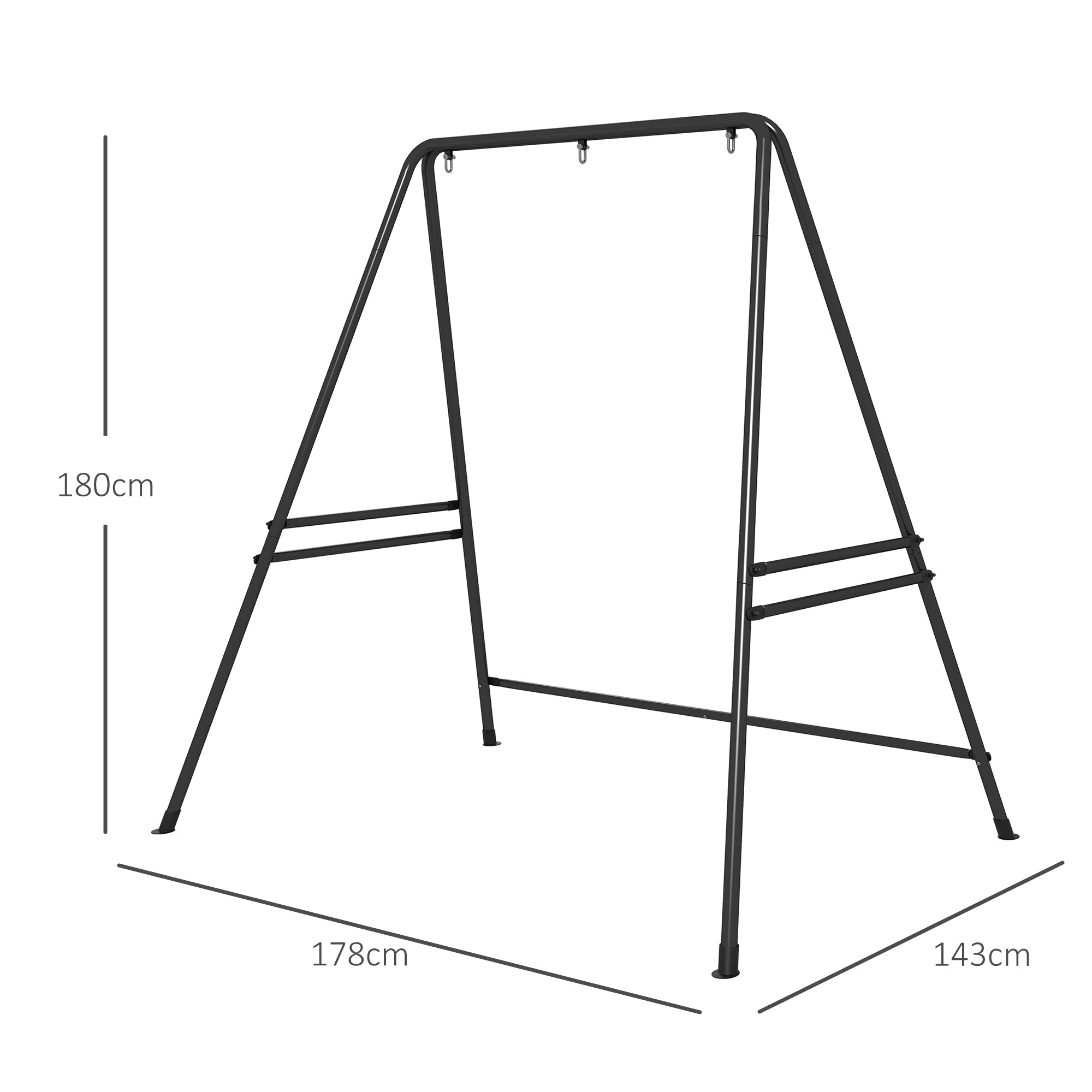 Steel Hanging Chair Frame 178x180cm, 150kg Capacity, Indoor/Outdoor Stand, Black