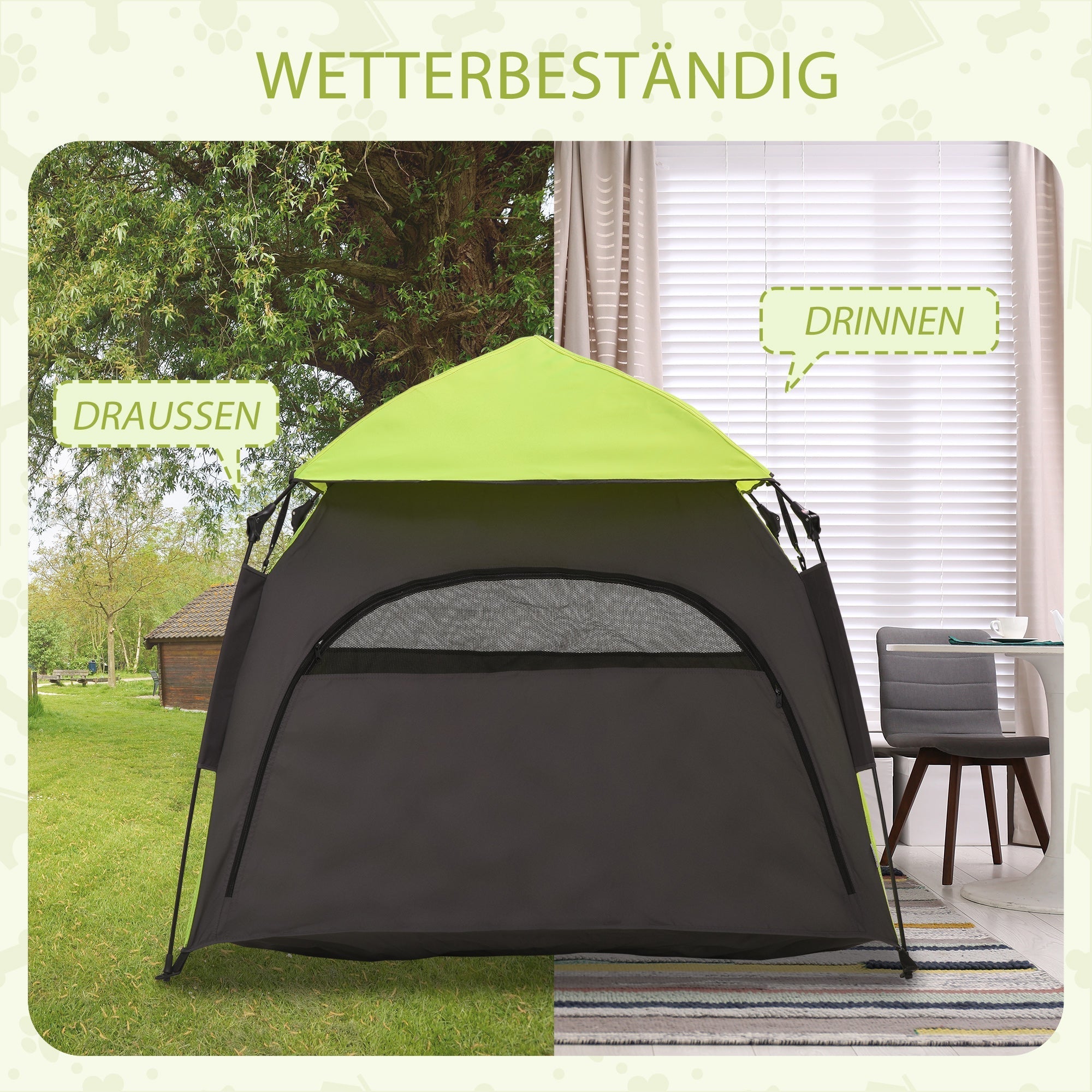 Pet Tent Teepee, Outdoor Use Sunshade Mesh Window, Green