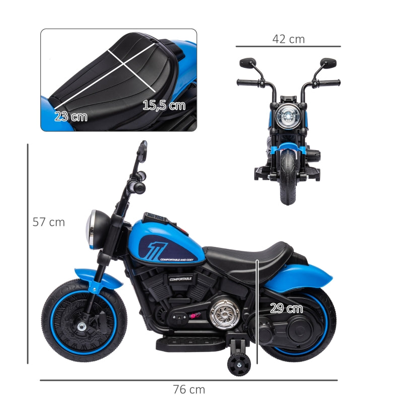Electric Children's Motorcycle with Headlight and 3 km/h Speed, Blue and Black