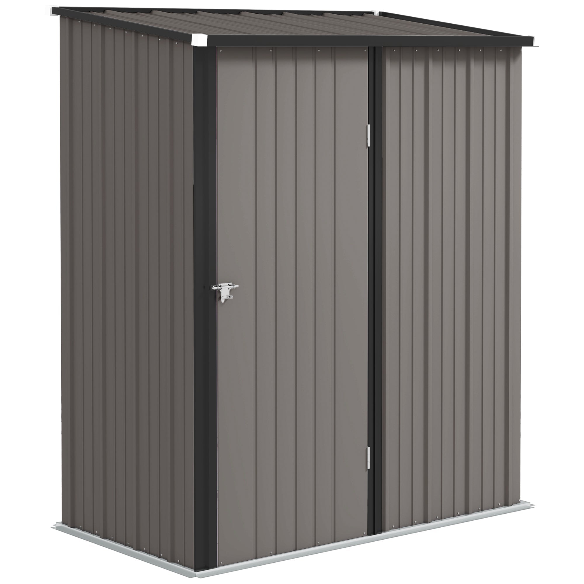 Garden Shed, 5.3 x 3.1ft Corrugated Steel Storage, Light Grey