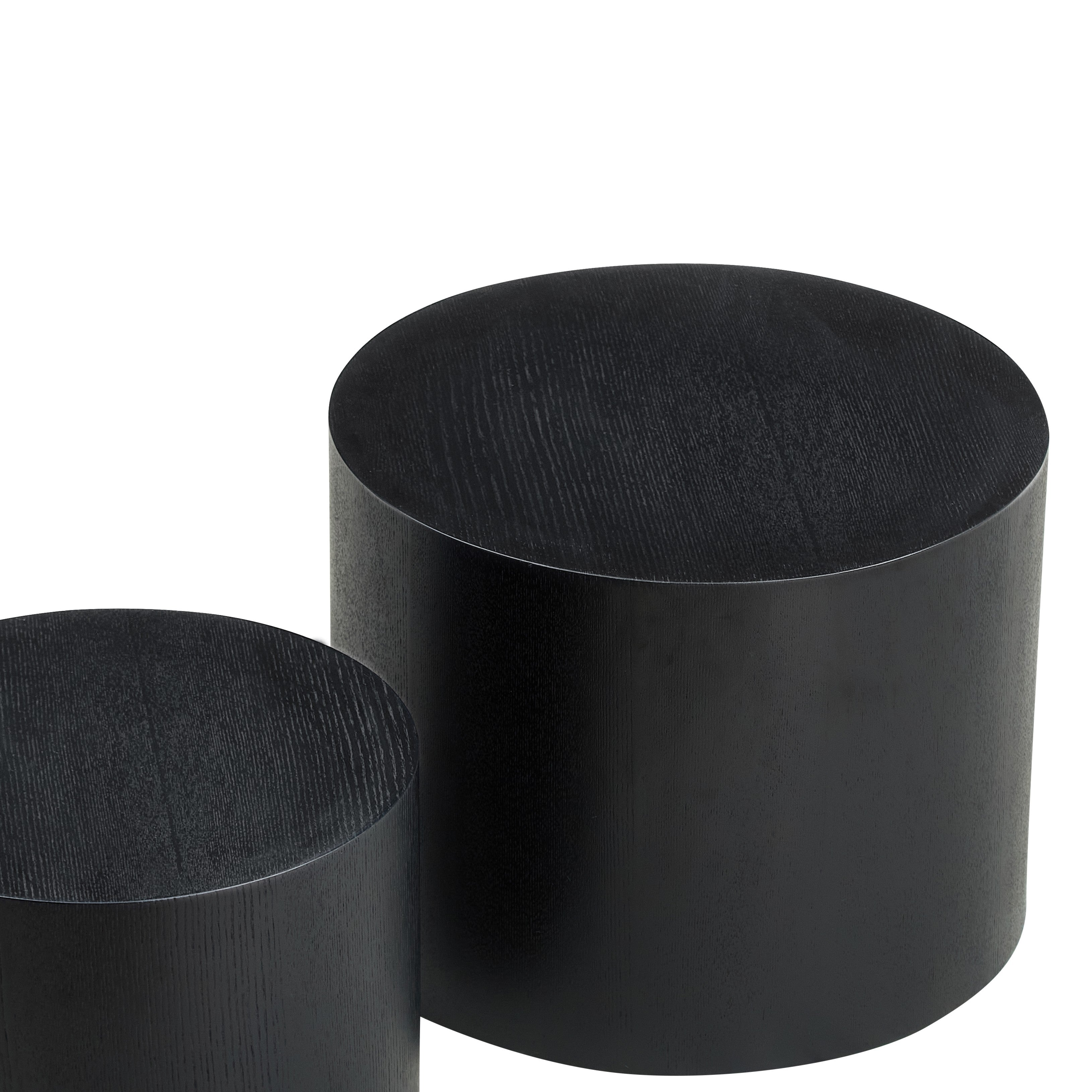 Modular Nesting Coffee Table Set of 2, Convertible and Space-Saving, Black and Oak or White Finish