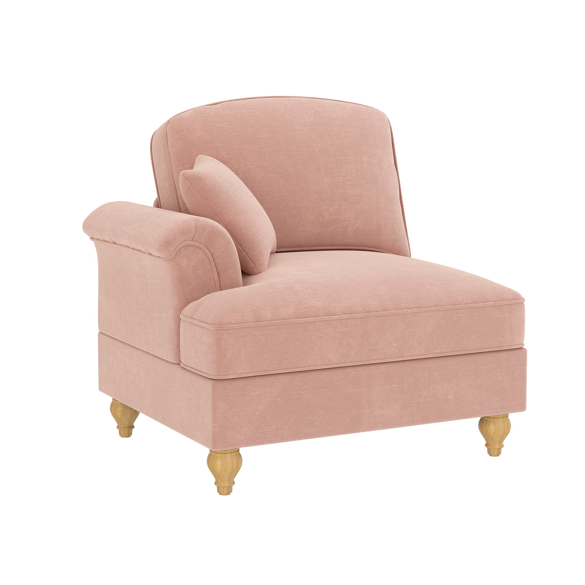 Windsor Sofa with Removable Ruffle Skirt and Cushion, Pink Chenille