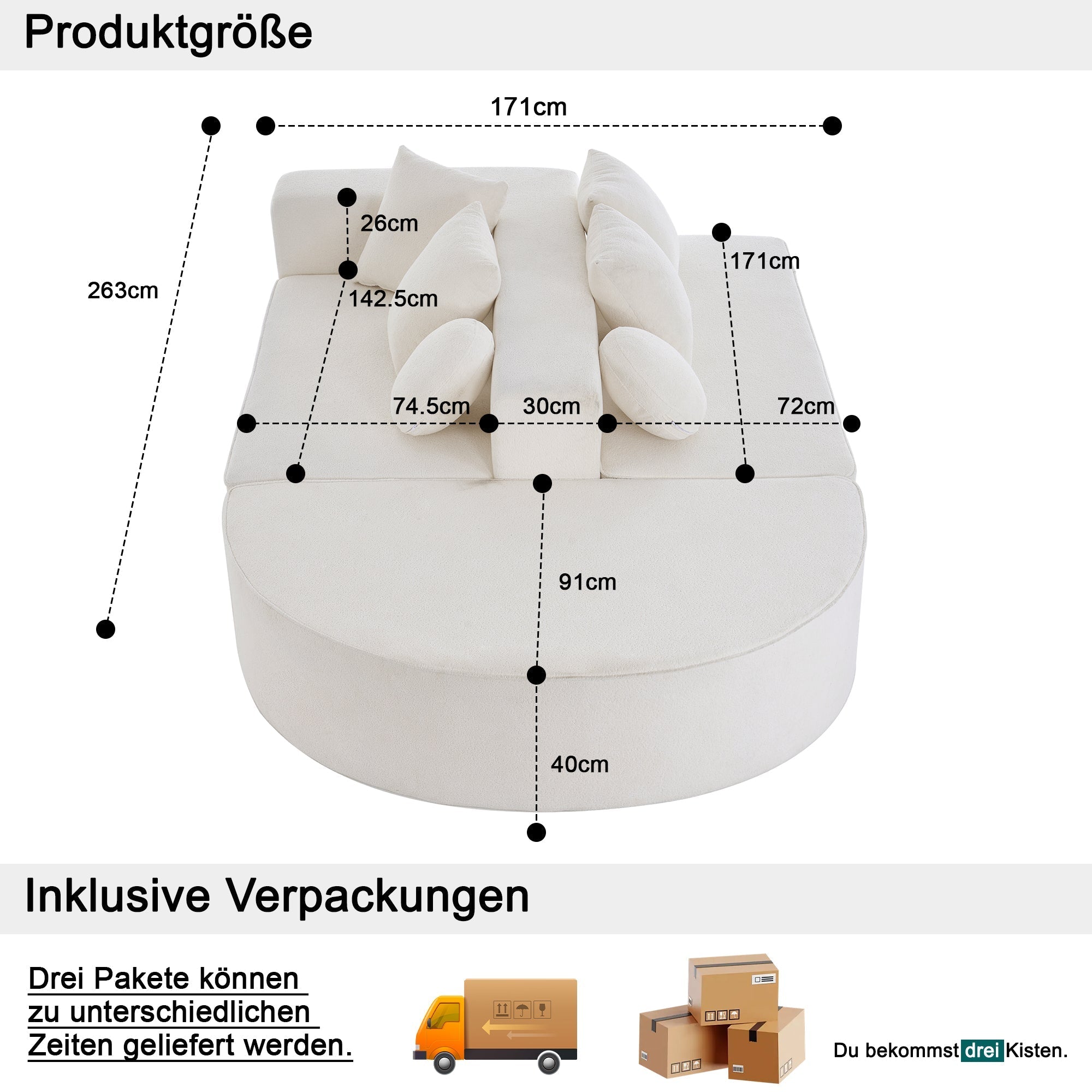 Cloud Sofa Segmented Modular No Assembly - Chenille Fabric