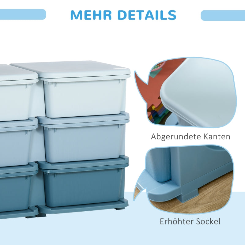 Plastic storage box, 6 drawers, toy organizer, blue