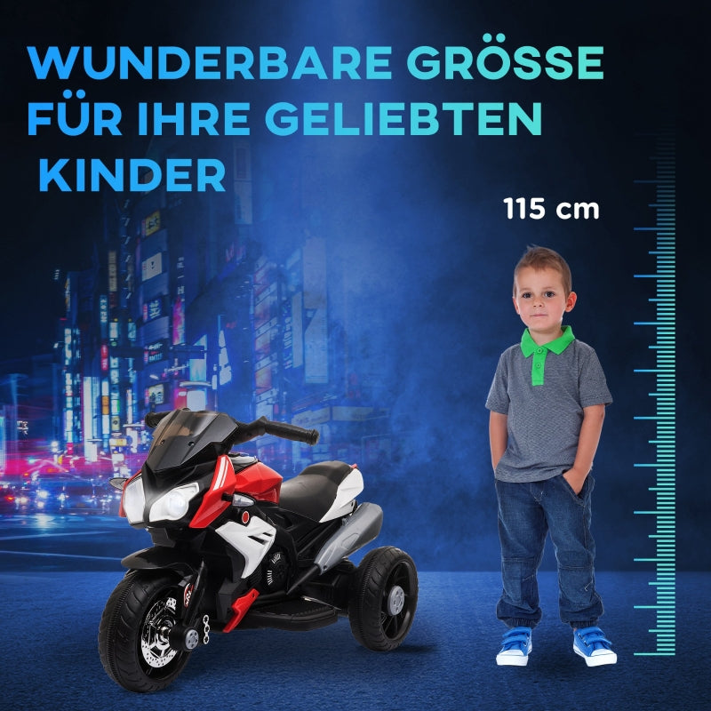 Electric Kids Motorcycle, 3 km/h, Lights & Sounds, Black/Red