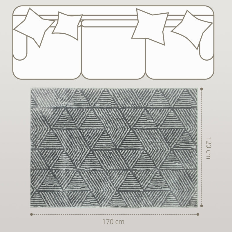 Rug Modern Style Washable Area Dark Grey