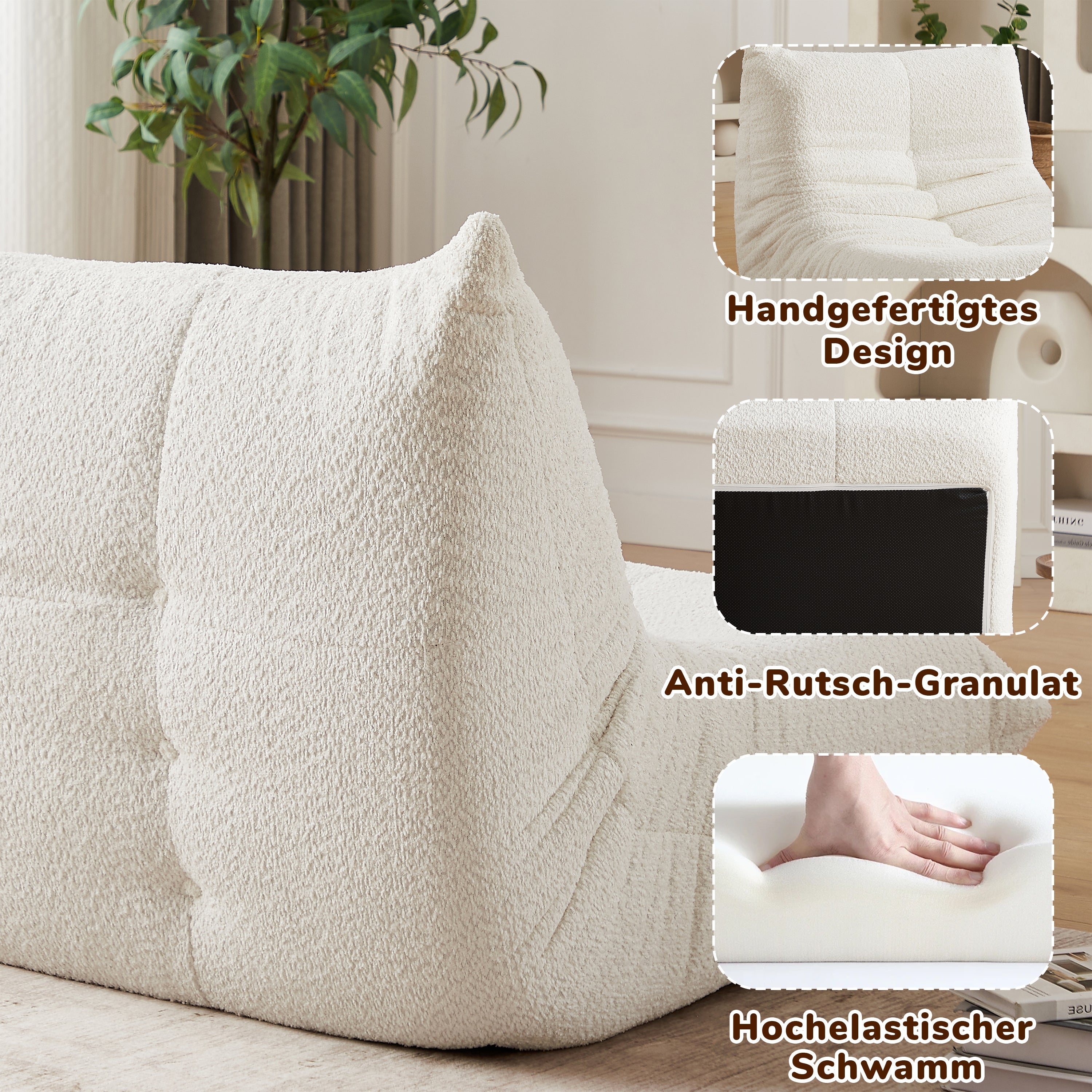 Togo Style Floor Lounge Chair Armless Memory Foam - Chenille