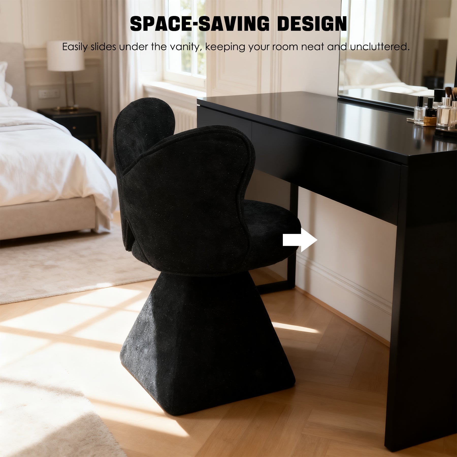 Vanity Chair Butterfly Backrest Swivel Accent Stool