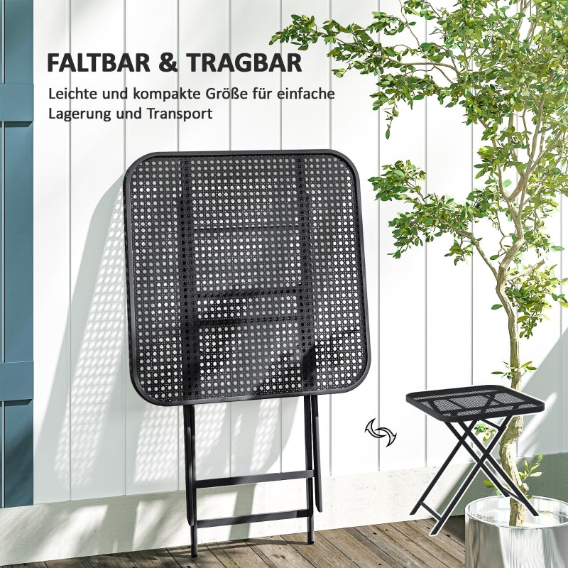 Klappbarer Gartentisch 70 x 70 cm, wetterfester Stahl, Schwarz