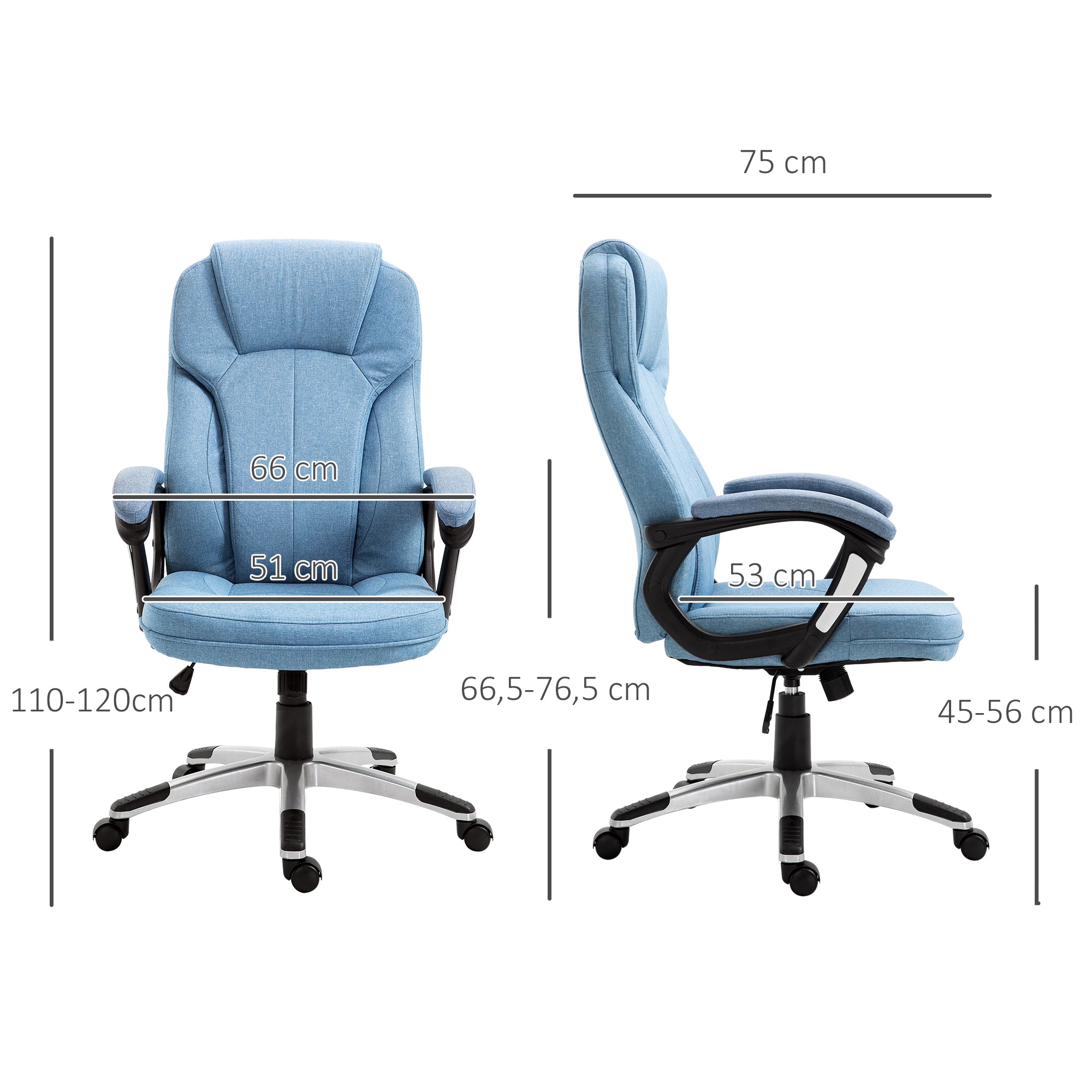 Vinsetto Executive Office Chair Ergonomic Desk Chair Light Blue Linen
