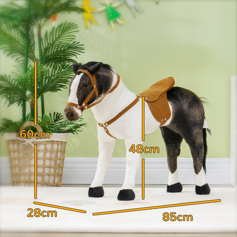 AIYAPLAY Riding Horse with Sound, 48 cm High Toy Horse for Children 3-8 Years, Metal, Brown + Cream White