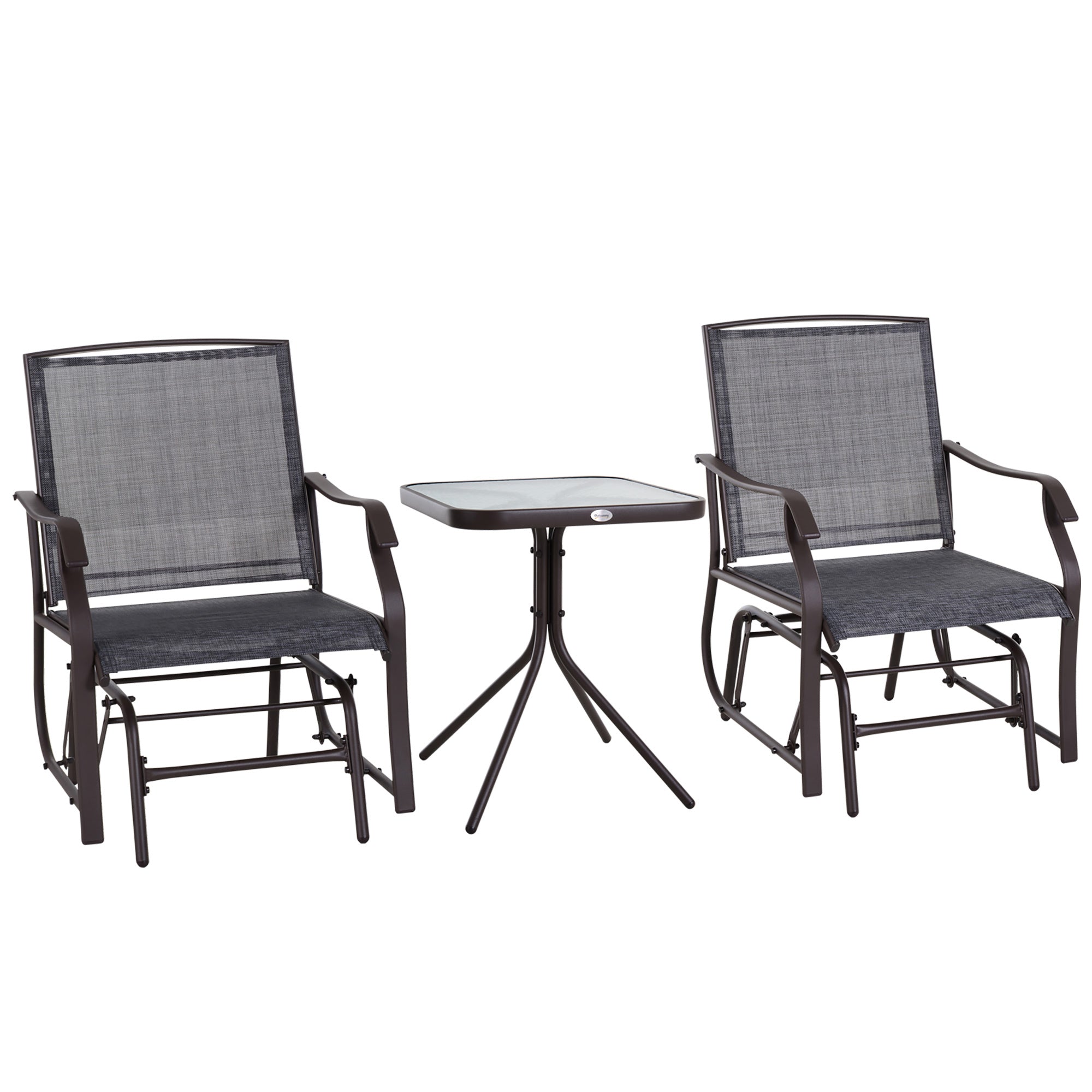 Glider Rocking Chair & Table Set, 2 Single Seaters Bistro Set, Grey