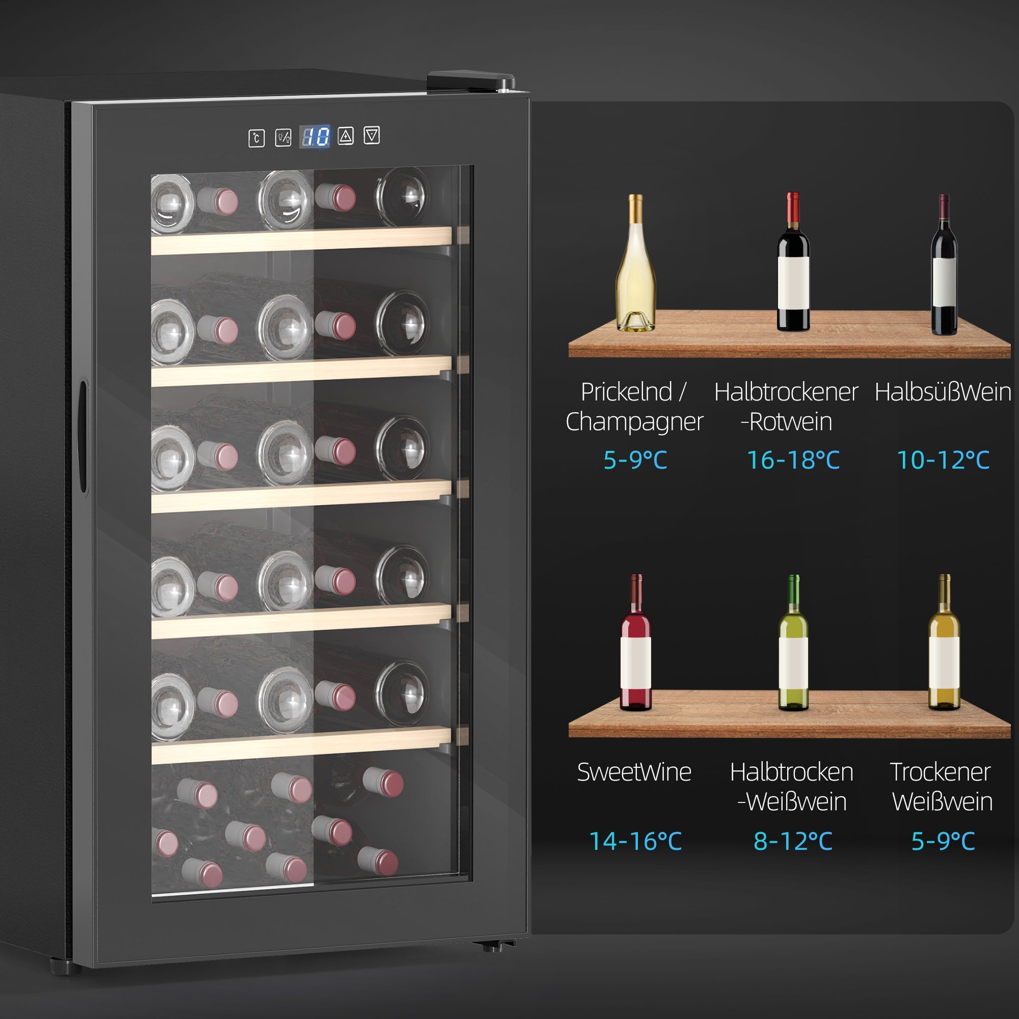 Wine Cooler 41 Bottles 91L Compressor Glass Door Black