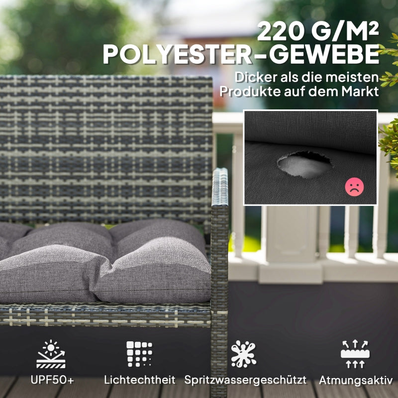 Bench Cushion with Ties Outdoor Water-Repellent UPF50+ 105 x 46 x 12.5 cm Grey