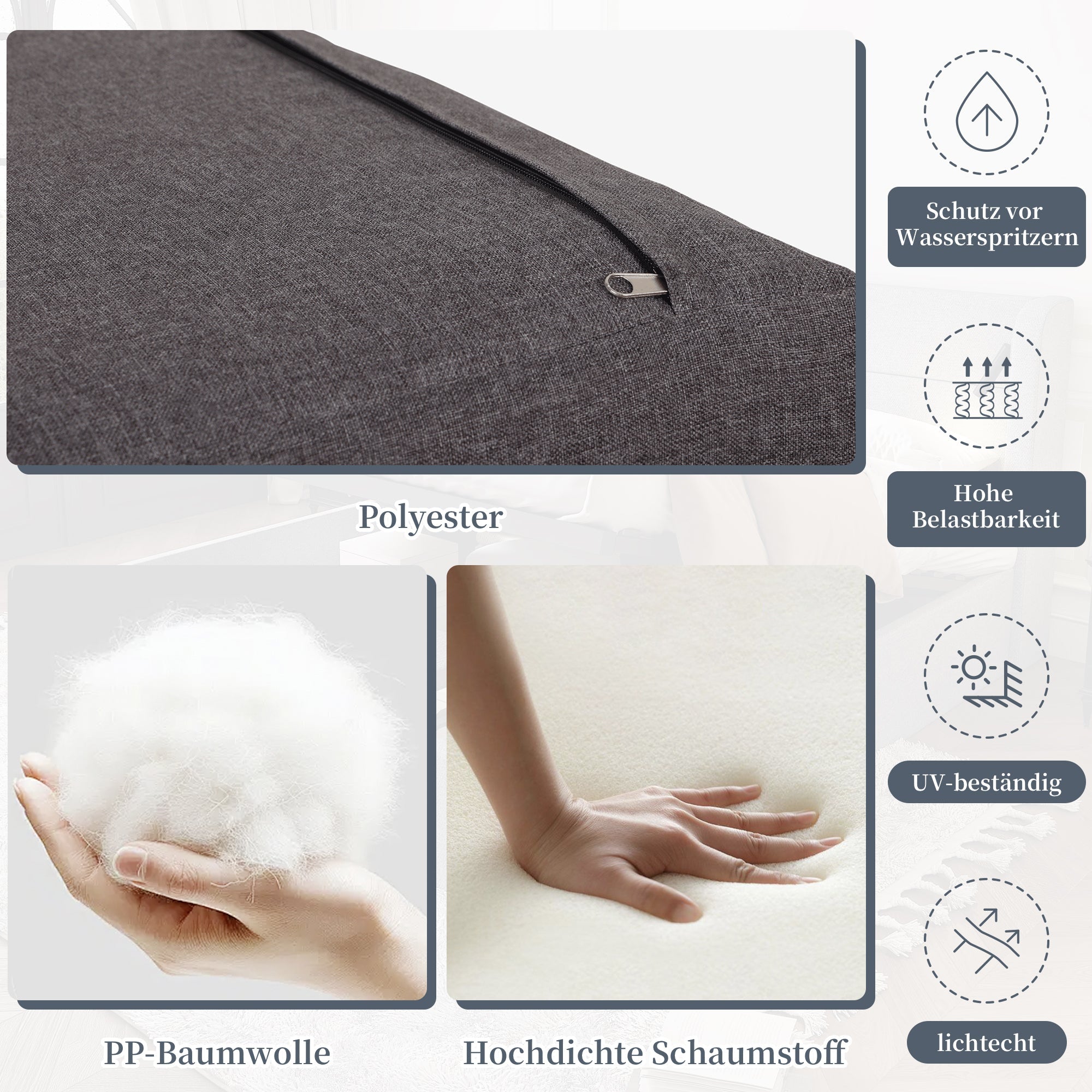 Garden Furniture Set Corner Adjustable Tilt 2 Coffee Tables - Grey/Black