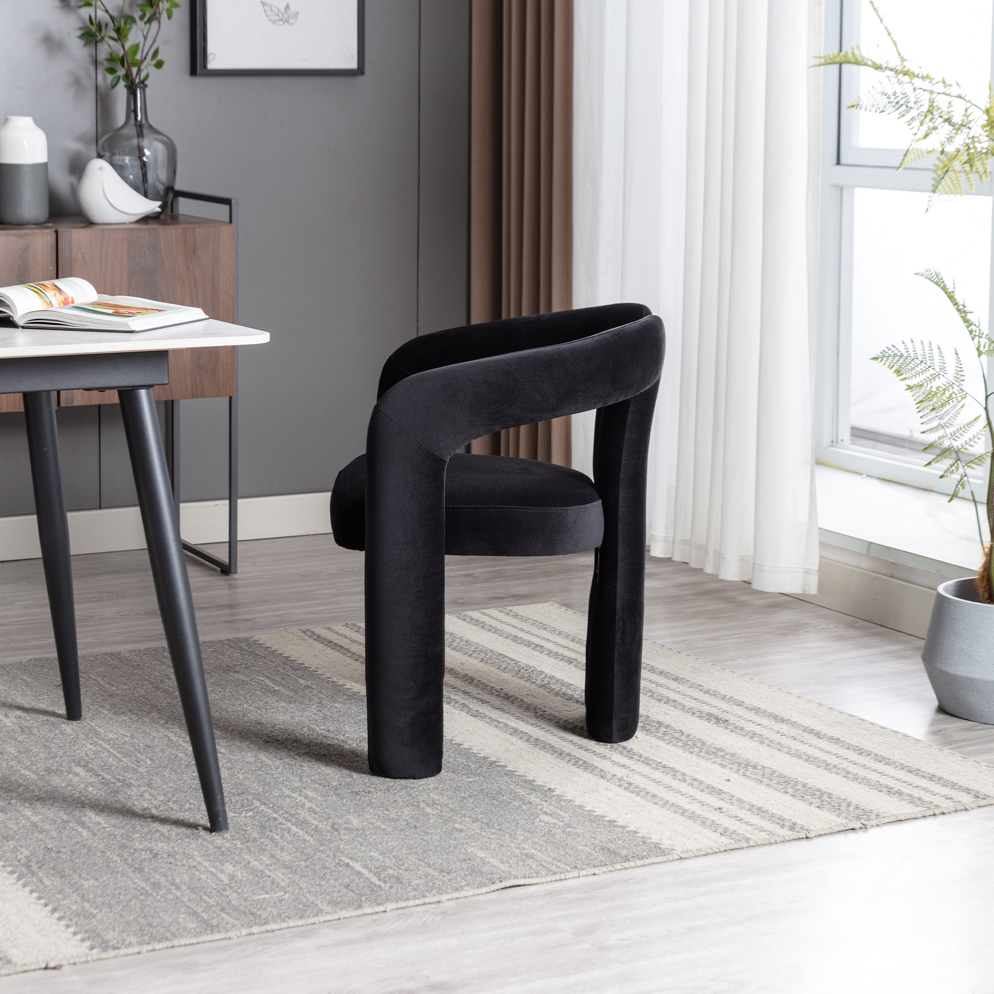 Velvet Dining Chairs (2 pc), Modern Design Upholstered Decorative Armchair 2-Piece Set