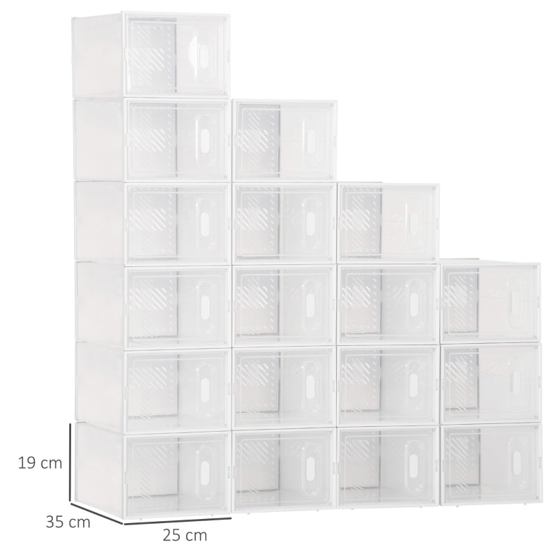Modulare Schuhaufbewahrungsboxen, 18er-Pack, transparente Türen