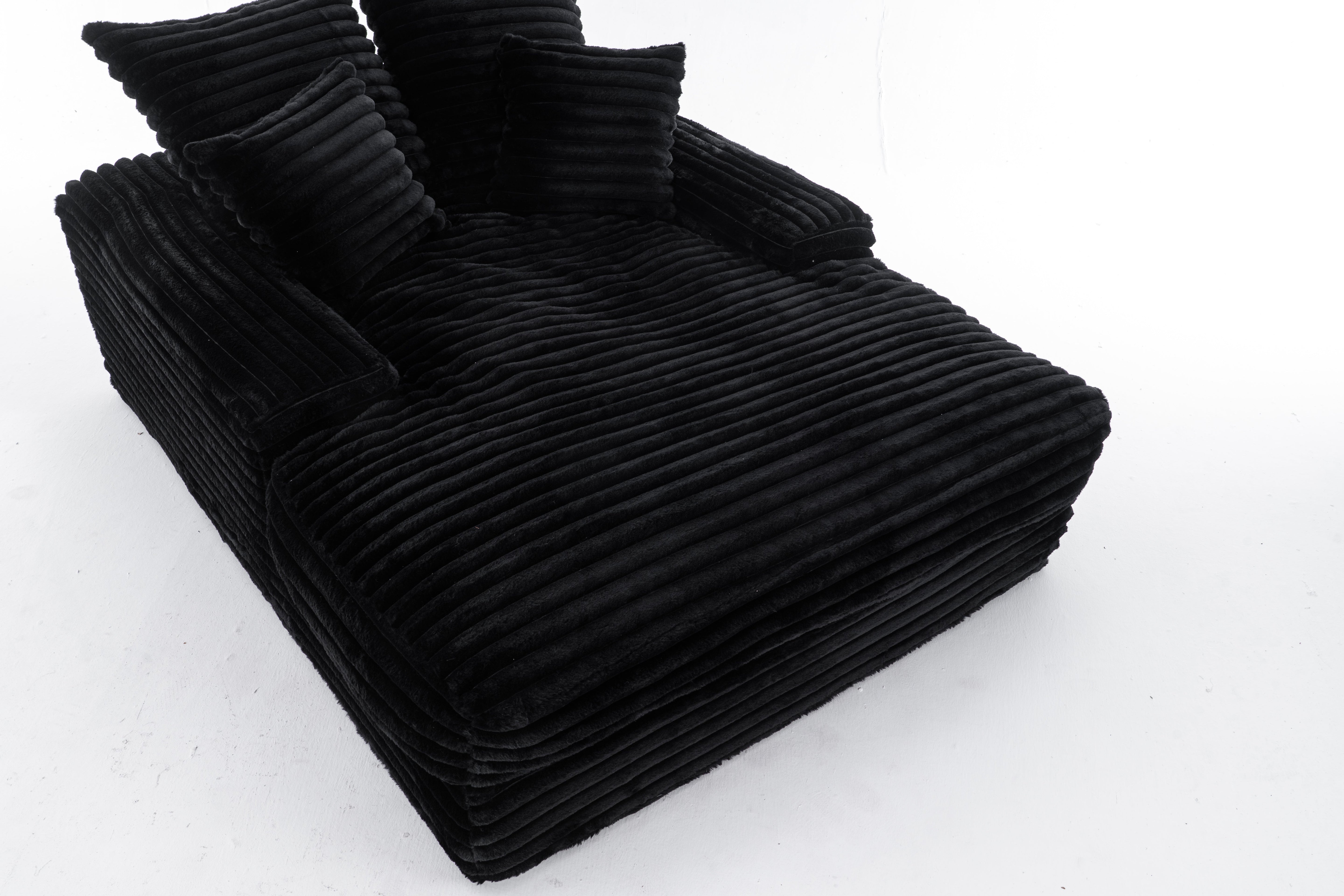 Luxury Cord Sofa, Multifunctional Sofa Bed, No Assembly, Black